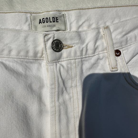 AGOLDE 90's Pinch Waist High Rise Straight Jeans Porcelain White Sz 31 NWT $200 - Picture 10 of 14